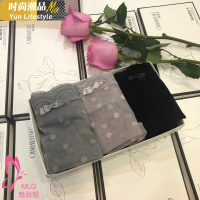 YUNWUXIN精品三条盒装魅丽翘高腰点子网纱蕾丝透视性感大码包臀内裤女内裤