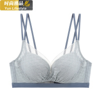 YUNWUXIN蕾丝美背内衣女小胸聚拢无钢圈加厚文胸罩舒服透气莫代尔性感上托胸罩