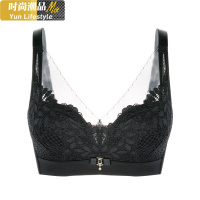 YUNWUXIN75工坊薄款聚拢内衣大胸上托防下垂收副乳无海绵调整型蕾丝文胸胸罩