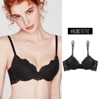 YUNWUXIN好奇小姐白色蕾丝性感内衣夏季薄款大胸显小文胸显瘦少女法式上托胸罩