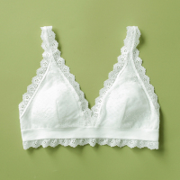 YUNWUXIN洞洞杯透气舒适棉夏季薄款文胸蕾丝三角杯法式内衣小胸美背少女胸罩