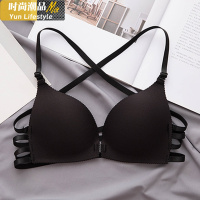 YUNWUXIN无钢圈性感前扣美背内衣少女聚拢文胸露背交叉肩带小胸罩薄款胸罩