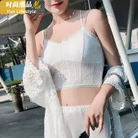 YUNWUXIN夏季蕾丝美背吊带裹胸抹胸带胸垫打底内衣女外穿防走光短款小背心抹胸