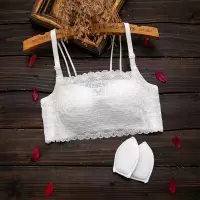 YUNWUXIN内衣女无钢圈薄款小胸聚拢蕾丝性感防走光抹胸式文胸裹胸夏季白色抹胸