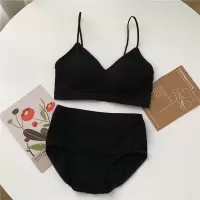 YUNWUXIN色少女抹胸吊带背心学生防走光裹胸聚拢无钢圈内衣内裤文胸套装抹胸