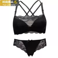 YUNWUXIN防走光抹胸式裹胸内衣套装小胸聚拢无钢圈少女加厚款文胸美背交叉抹胸