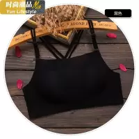 YUNWUXIN光面美背文胸无钢圈聚拢交叉带裹胸内衣女小胸平胸加厚性感抹胸式抹胸