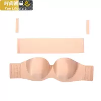 YUNWUXIN无肩带抹胸式加厚隐形文胸透明后背带立体聚拢大露背胸罩美背内衣抹胸