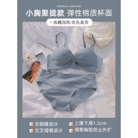 YUNWUXIN内衣女小胸聚拢平胸专用无钢圈胸罩防下垂上托调整型透气黑色文胸胸罩