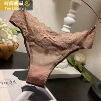 YUNWUXIN内物府 蕾丝内裤女性感中低腰透明透视诱惑T裤丁字裤舒适棉裆部内裤