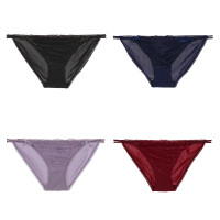 YUNWUXIN4条内裤女冰丝蕾丝少女低腰性感日系比基尼女士棉裆三角裤内裤