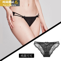YUNWUXIN3条98元黑色蕾丝性感内裤女士棉裆性感镂空比基尼低腰三角裤夏内裤