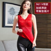 YUNWUXIN加绒背心女冬季内搭紧身弹力红色本命年结婚加厚保暖内衣打底马甲吊带