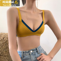 YUNWUXIN棉质聚拢少女运动风拼色无钢圈背心内衣学生性感吊带文胸女吊带