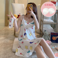 YUNWUXIN吊带睡裙女带胸垫睡衣女士韩版夏季薄款宽松性感甜美棉夏天睡衣睡衣