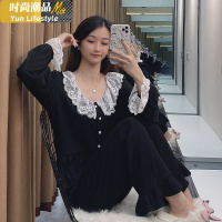 YUNWUXIN法式宫廷风睡衣女春秋薄款莫代尔白色公主风甜美长袖蕾丝家居服睡衣