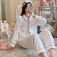 YUNWUXIN珊瑚绒春秋冬季睡衣女冬法兰绒加厚加毛绒长袖翻领家居服冬天套装睡衣