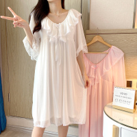 YUNWUXIN带胸垫莫代尔睡裙夏季很仙的公主宫廷风短袖薄款仙女性感网红睡衣睡衣