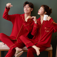 YUNWUXIN结婚情侣睡衣新婚套装春秋款红色本命年牛年男夏棉女新娘家居服睡衣