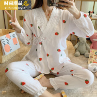 YUNWUXIN夏天孕妇睡衣春秋棉纱布月子服夏季薄款6产后5哺乳家居服3月份4睡衣