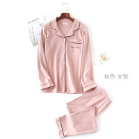 YUNWUXIN日系情侣睡衣长袖棉春秋季针织棉女款男士冬款家居服套装棉毛睡衣