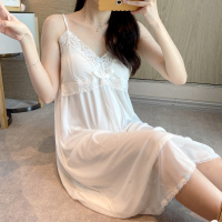 YUNWUXIN带胸垫吊带睡衣女夏季薄款莫代尔小性感宫廷公主风蕾丝很仙的睡裙睡衣