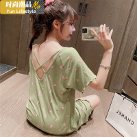 YUNWUXIN莫代尔睡衣冰丝吊带性感露背睡衣裙孕妇大码睡裙女夏季胖MM200斤睡衣