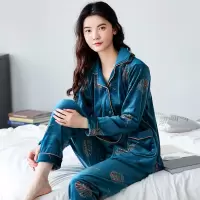 YUNWUXIN珊瑚绒睡衣女秋冬款加厚长袖海岛绒法兰绒家居服春秋中年妈妈套装睡衣