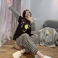 YUNWUXIN可爱狗狗棉睡衣女春秋长袖宽松韩版棉假两件家居服套装可外穿睡衣