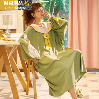 YUNWUXIN睡裙女春秋棉长袖睡衣夏季韩版公主甜美可爱女士大码宽松连衣裙睡衣