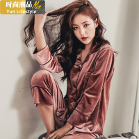 YUNWUXIN睡衣女春秋长袖金丝绒薄款大码胖mm200斤秋冬季珊瑚绒家居服套装睡衣
