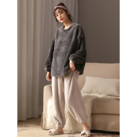 YUNWUXIN少量款/ 珊瑚绒睡衣女秋冬季加厚加绒毛绒可外穿法兰绒家居服睡衣
