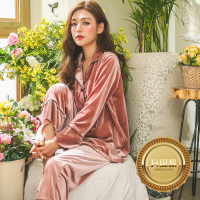 YUNWUXIN金丝绒情侣睡衣女春秋加绒加厚长袖性感大码可外穿家居服两件套男睡衣