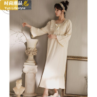 YUNWUXIN庆同睡衣女春秋新款棉长袖睡裙女春季日系简约休闲可外穿家居服睡衣