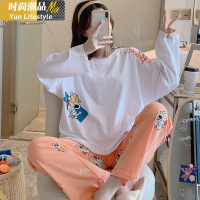 YUNWUXIN大眼狗睡衣女春秋季韩版长袖棉套装家居服可爱学生夏冬外穿清新睡衣