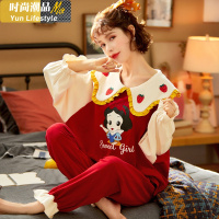 YUNWUXIN睡衣女春秋冬季学生棉长袖两件套装棉可爱公主风家居服可外穿睡衣