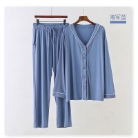 YUNWUXIN莫代尔睡衣女春秋睡衣薄款休闲长袖长裤开衫大码家居服哺乳月子服睡衣