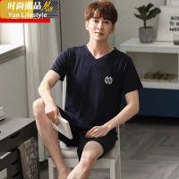 YUNWUXIN夏季睡衣男短袖薄款莫代尔短裤宽松男冰丝感家居服色加大码套装睡衣