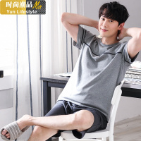 YUNWUXIN送男友男士睡衣夏季棉薄款棉中年少年通用夏天家居服套装睡衣