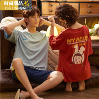 YUNWUXIN大力水手情侣睡衣夏棉短袖短裤可爱睡裙女夏季男士家居服2套装睡衣