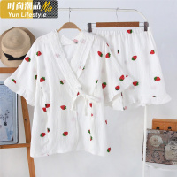 YUNWUXIN棉纱布月子服哺乳睡衣春夏季薄款产后孕妇短袖产妇家居服5月份6睡衣