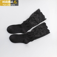 YUNWUXIN镂空蕾丝堆堆袜子女棉韩版花边中筒袜日系网纱性感百搭春秋女袜袜子