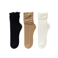 YUNWUXIN花边长袜子女春秋镂空网眼堆堆袜中筒袜日系薄款夏季小皮鞋长筒袜袜子