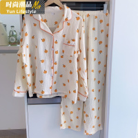 YUNWUXIN女夏棉纱布睡衣橘夏短袖女夏季可爱婴儿棉薄款开衫月子服家居服睡衣