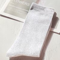 YUNWUXIN3双装 秋冬棉色金银丝中筒堆堆袜子女潮韩国银葱闪光日系亮丝袜子