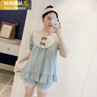 YUNWUXIN韩国睡衣女夏棉纱布短袖短裤套装宫廷睡衣公主蝴蝶结蕾丝家居服睡衣