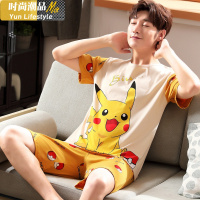 YUNWUXIN睡衣男士夏季短袖棉可爱卡通皮卡丘大码薄款夏天棉家居服套装睡衣