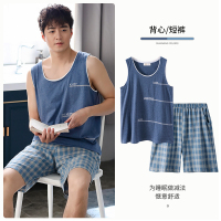 YUNWUXIN睡衣男士夏季棉背心无袖短裤家居服男款夏天薄款棉加大码套装睡衣