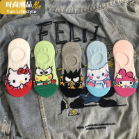 YUNWUXIN5双装夏季薄款隐形袜子女潮流可爱卡通袜浅口船袜玉桂狗凉爽防滑袜子