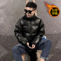 BaLuoShang冬季男士棉衣潮流短款棉袄加厚面包棉服皮面修身立领精神小伙外套棉衣